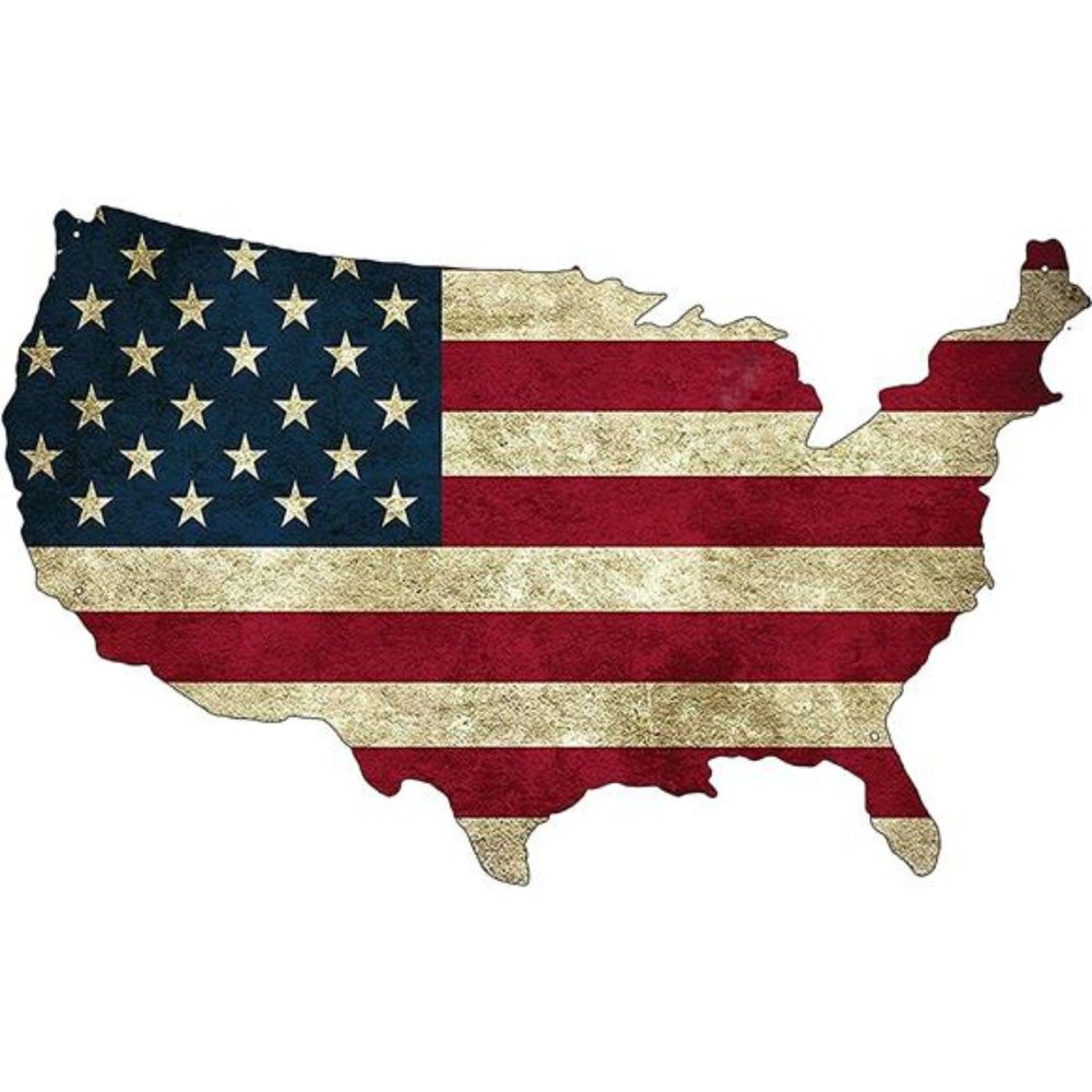USA American Flag Metal Tin Sign, 14x8 Inch, Wall Décor -Man Cave Bar US